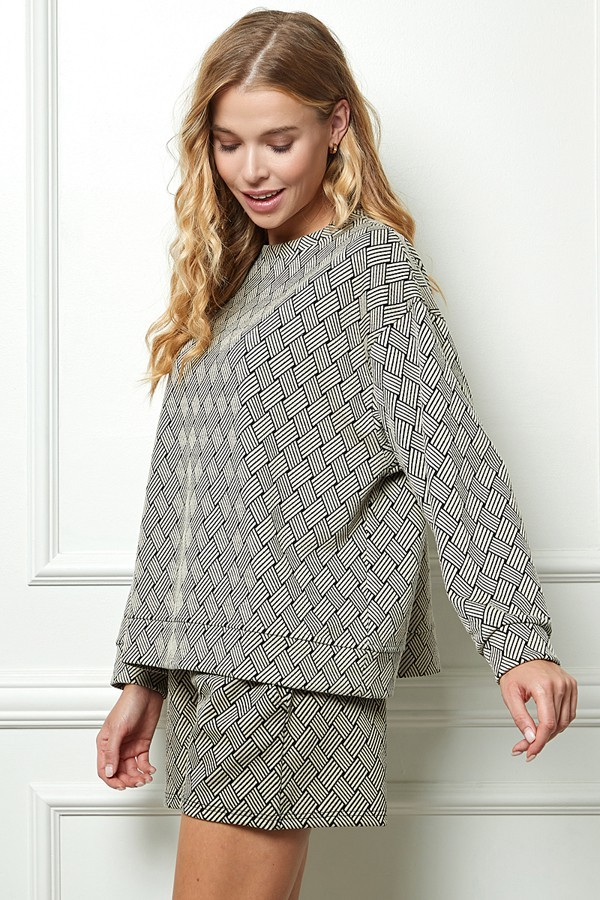 Textured Long Sleeve Top