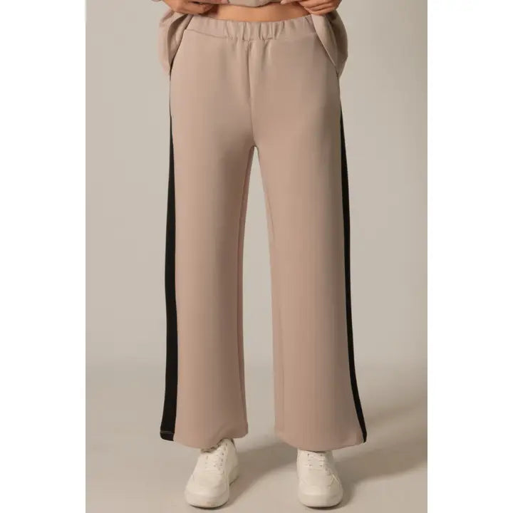 Taupe Side Stripe Pant