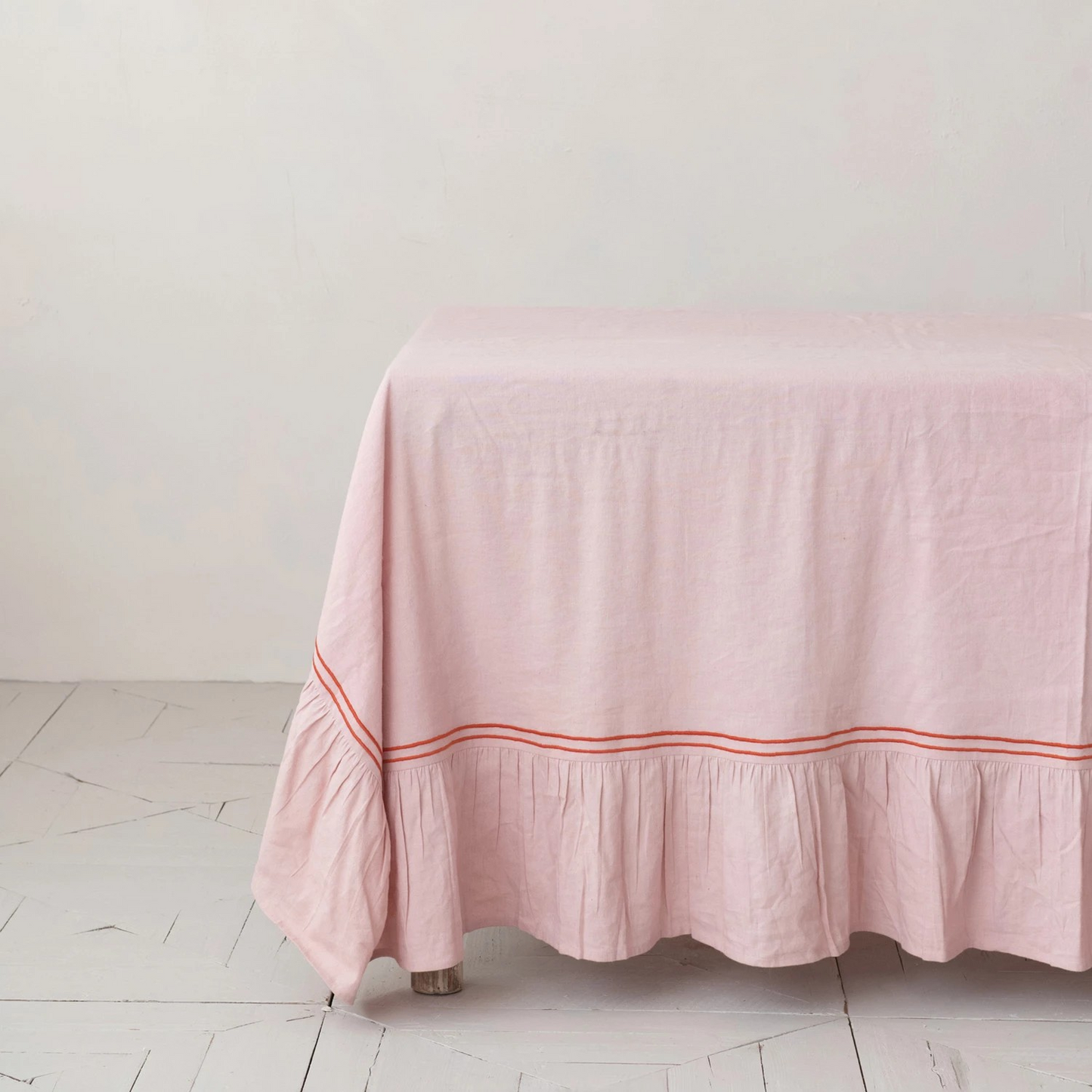 Pink Ruffled Edge Tablecloth