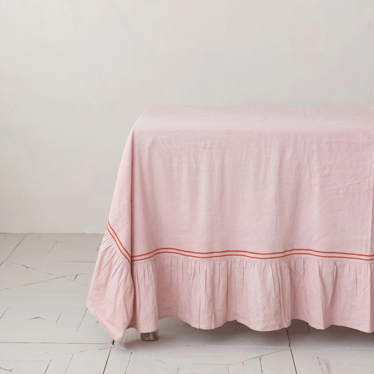 Pink Ruffled Edge Tablecloth