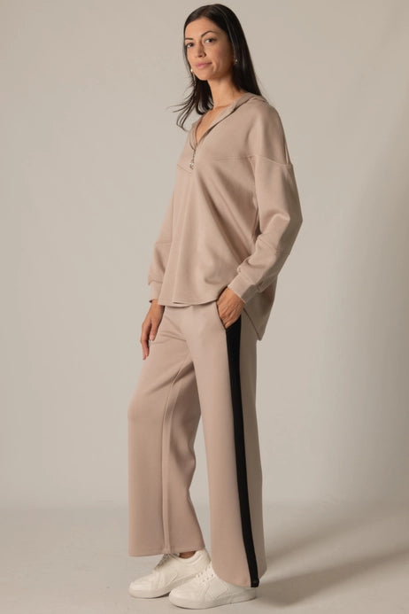 Taupe Side Stripe Pant