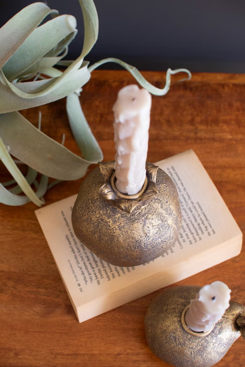 Set of 2 Pomegranate & Pear Taper Holder