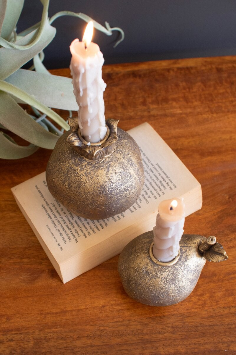 Set of 2 Pomegranate & Pear Taper Holder