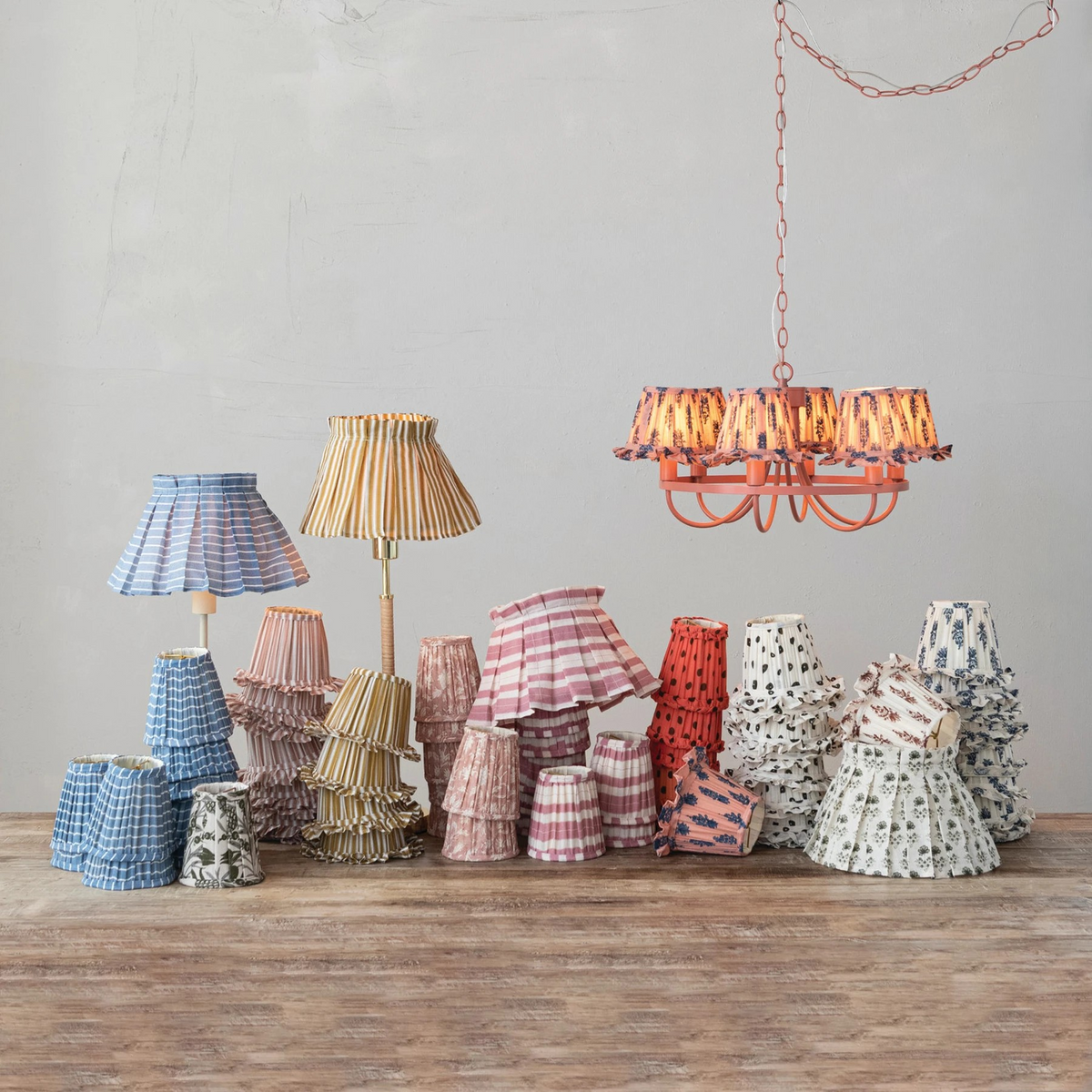 Box Pleated Clip on Lampshade w/ Removable Cover