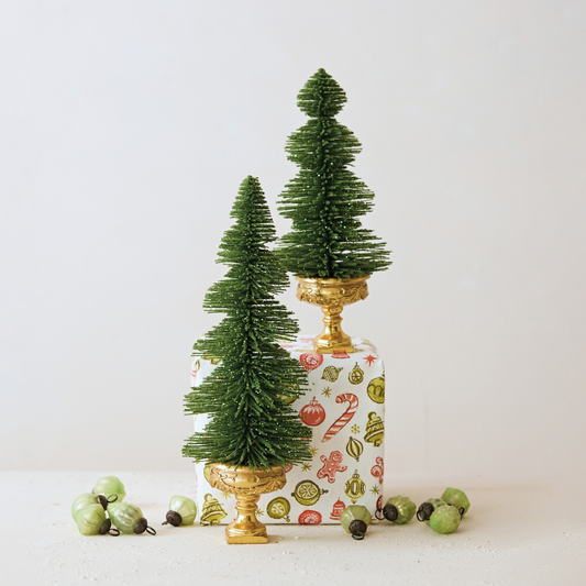 Bottle Brush Tree in Gold Stand