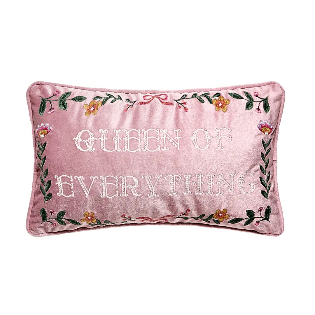 Queen of Everything Embroidered Pillow