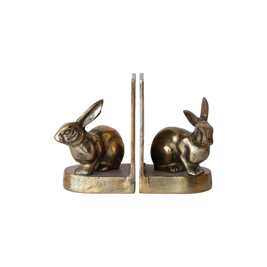 Gold Rabbit Bookends