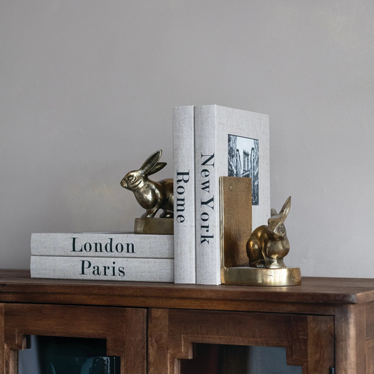 Gold Rabbit Bookends
