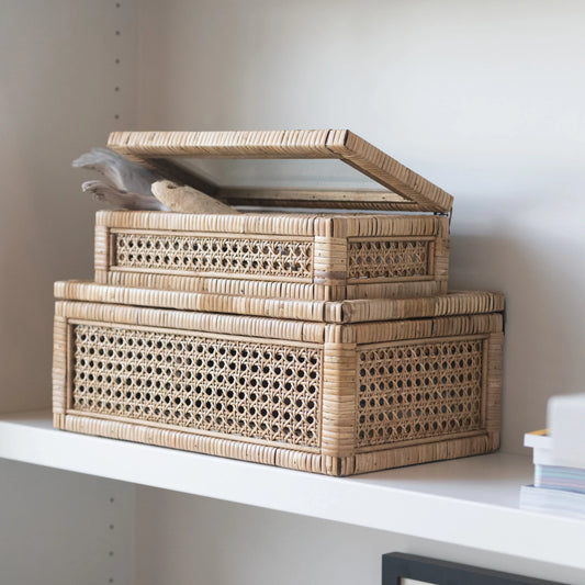 Rattan Glass Box