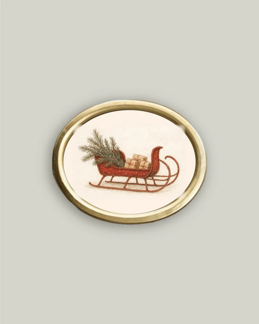 Oval Framed Red Sleigh