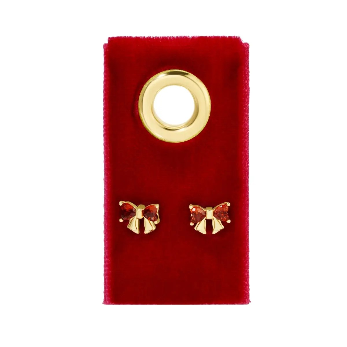 Red Bow Studs on Velvet