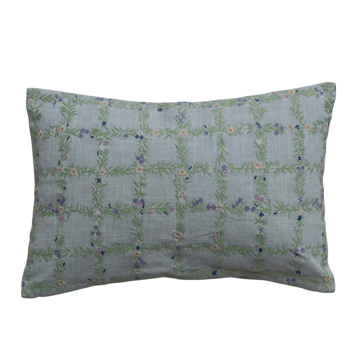 Floral Grid Lumbar Pillow