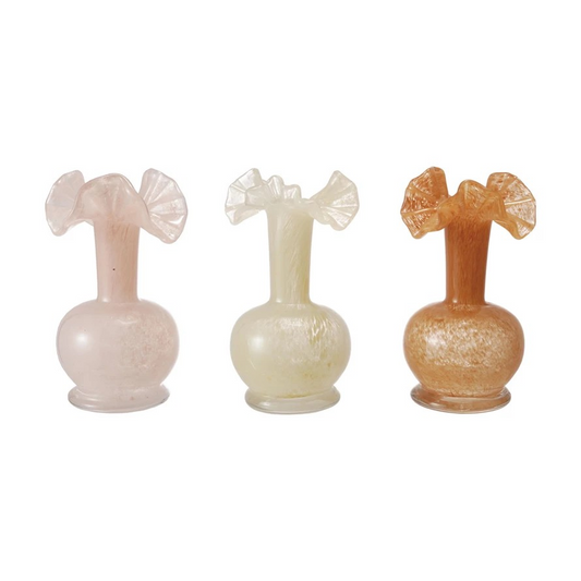 Art Glass Vase with Ruffle Rim
