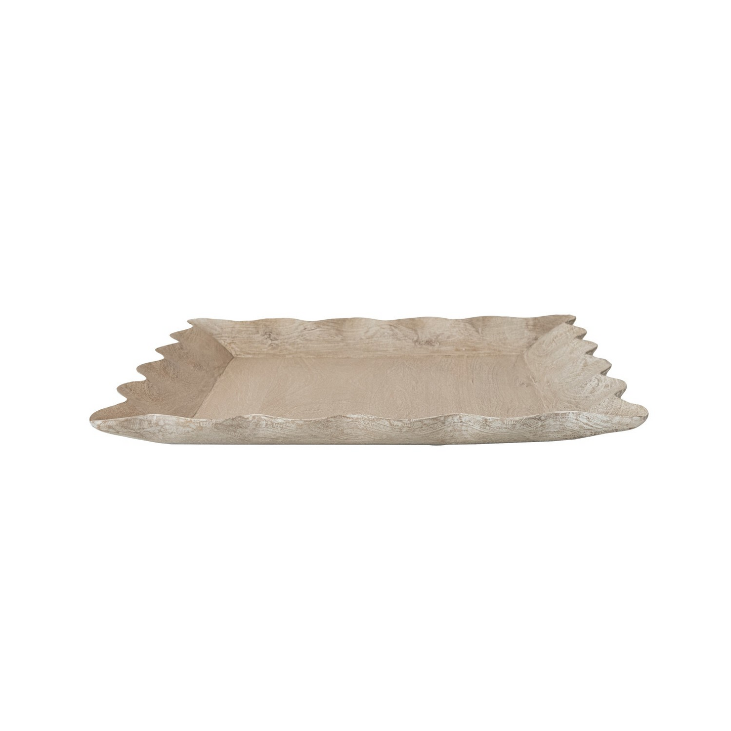 Square Wood Scalloped Tray
