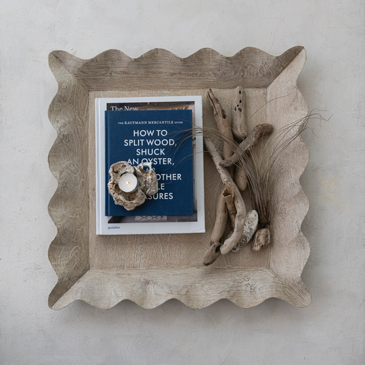 Square Wood Scalloped Tray