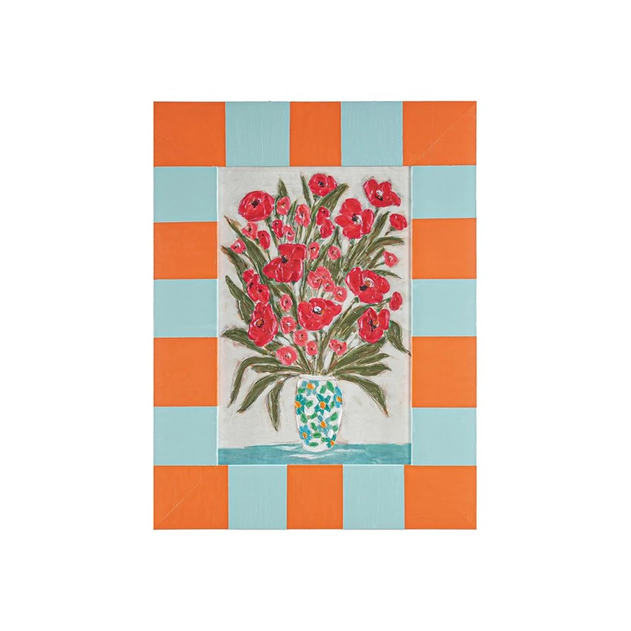 Floral Vase in Striped Frame