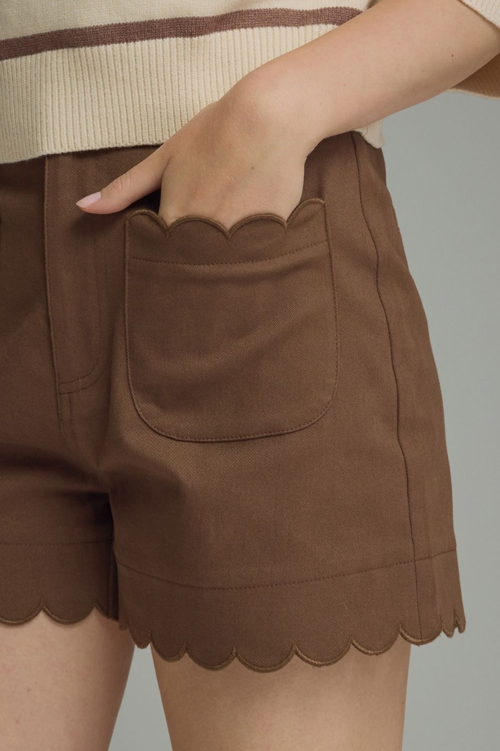 Hazelnut Scalloped Shorts