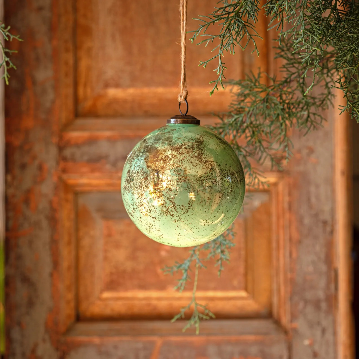 Spruce Antique Finished Glass Ornament