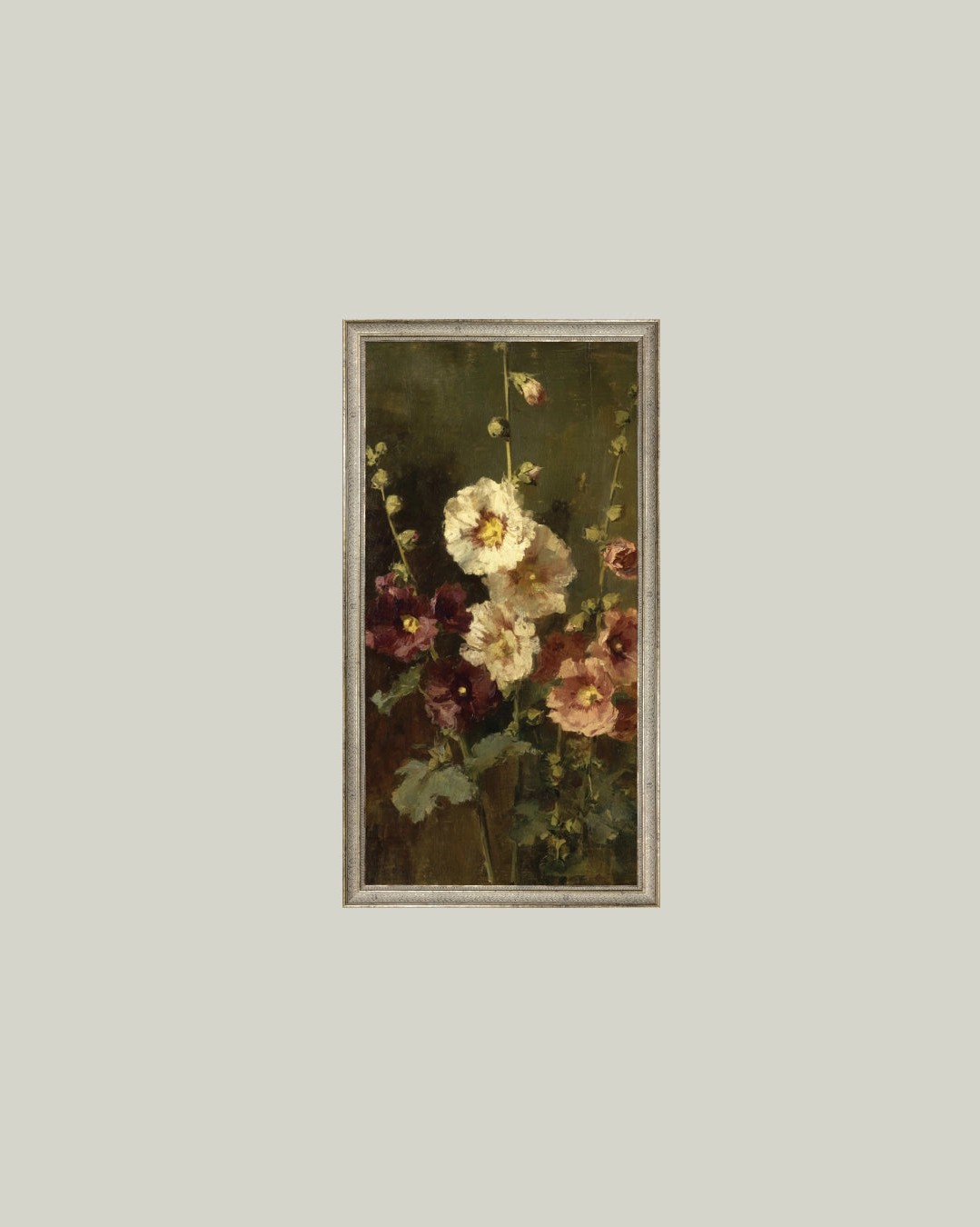 Late Summer Hollyhocks Framed Print