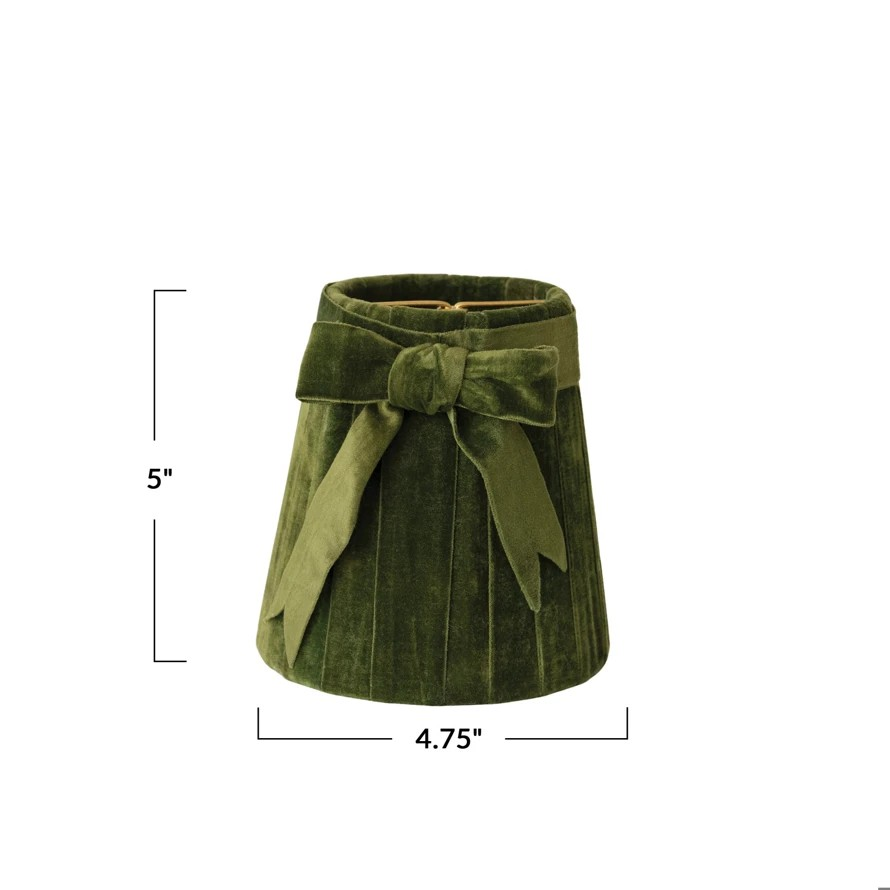 Green Velvet Ribbon Clip-on Lampshade
