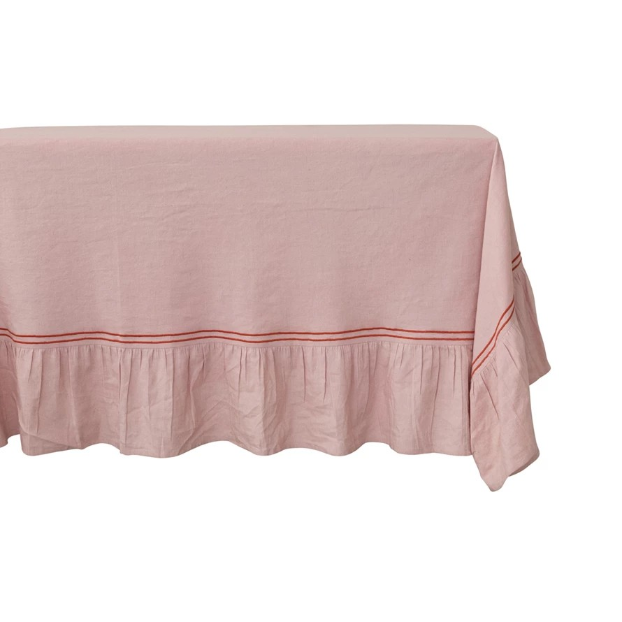 Pink Ruffled Edge Tablecloth
