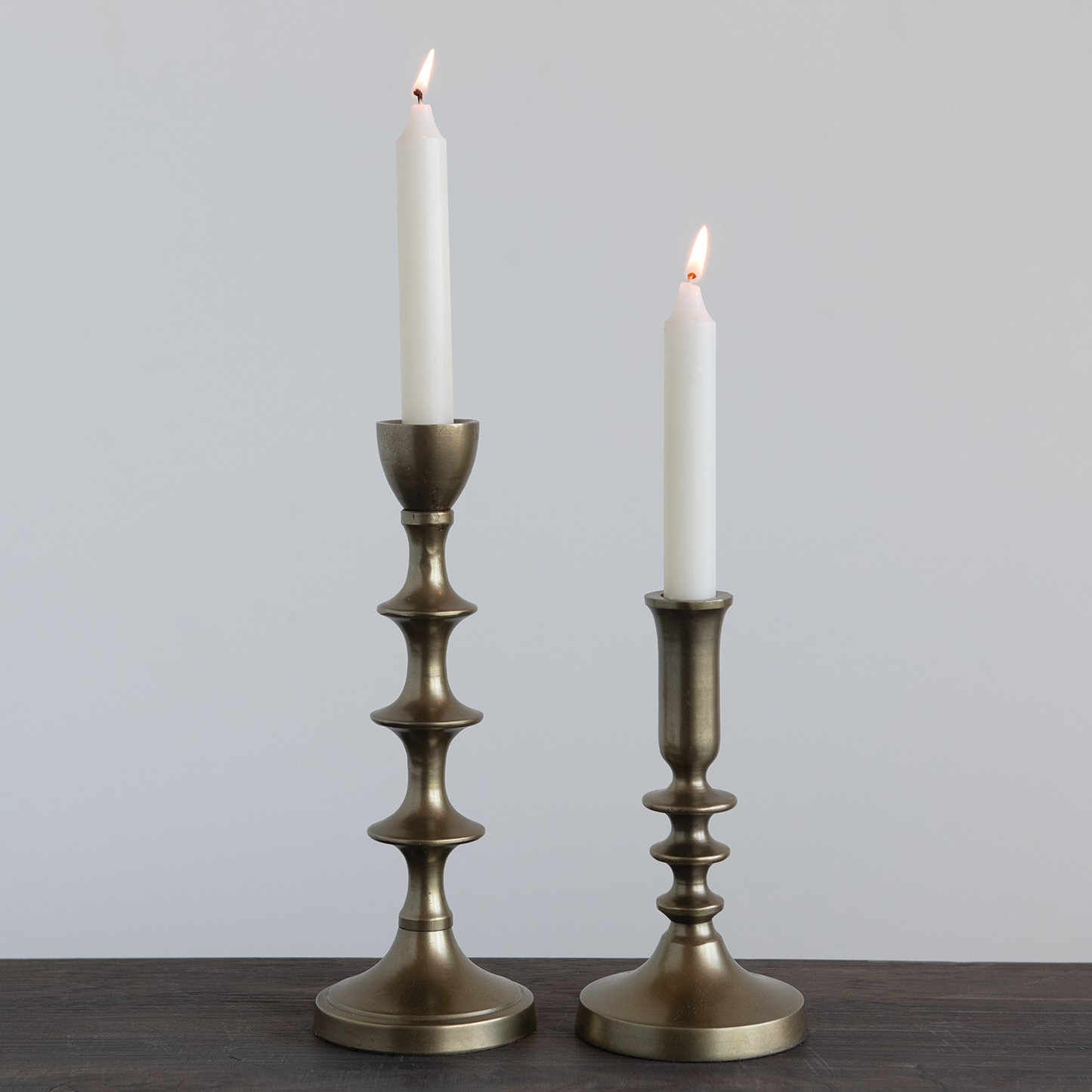 Set of Two Gold Taper Holders