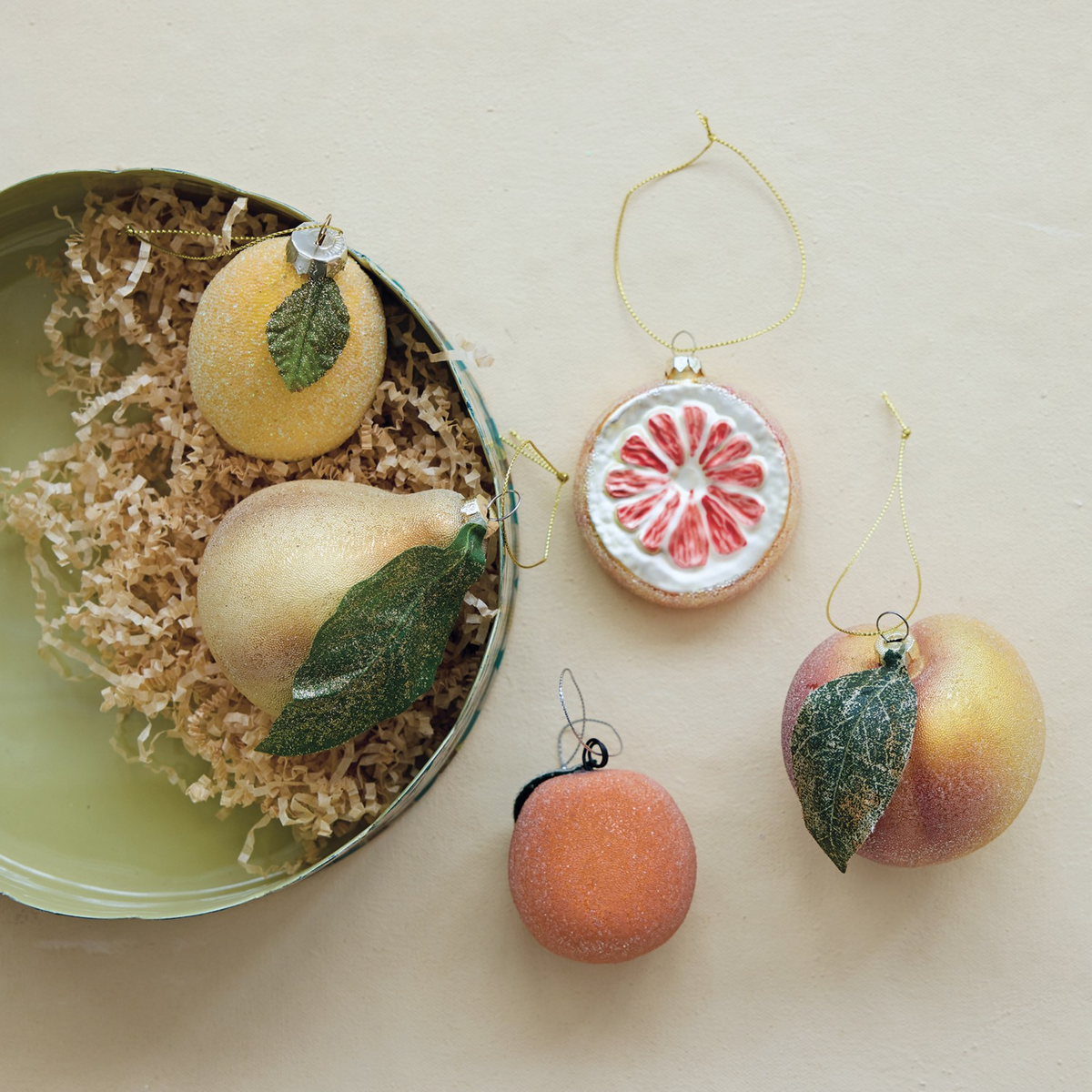 Hand-Painted Peach Ornament