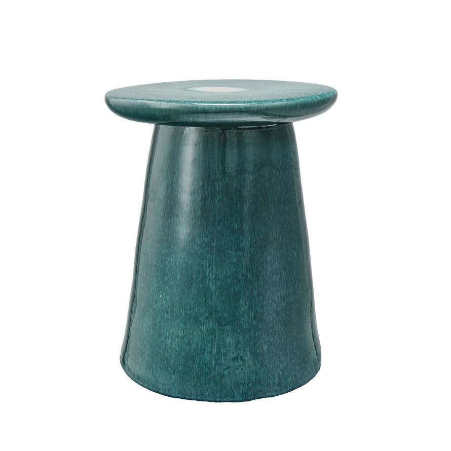 Teal Stoneware Table / Stool