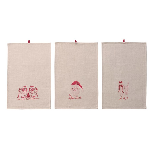 Pink Holiday Tea Towel