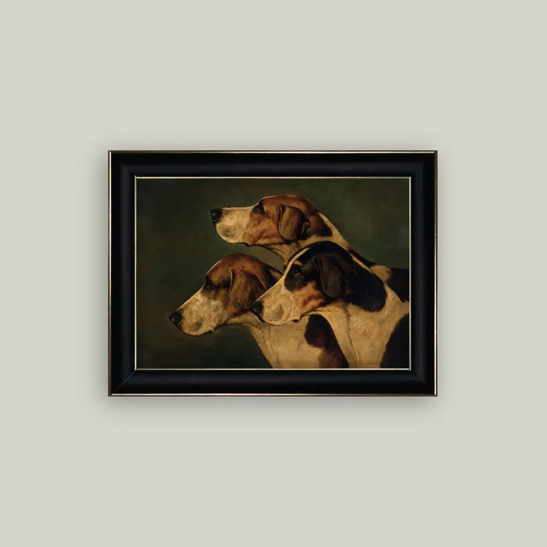 Three English Foxhounds Framed Art