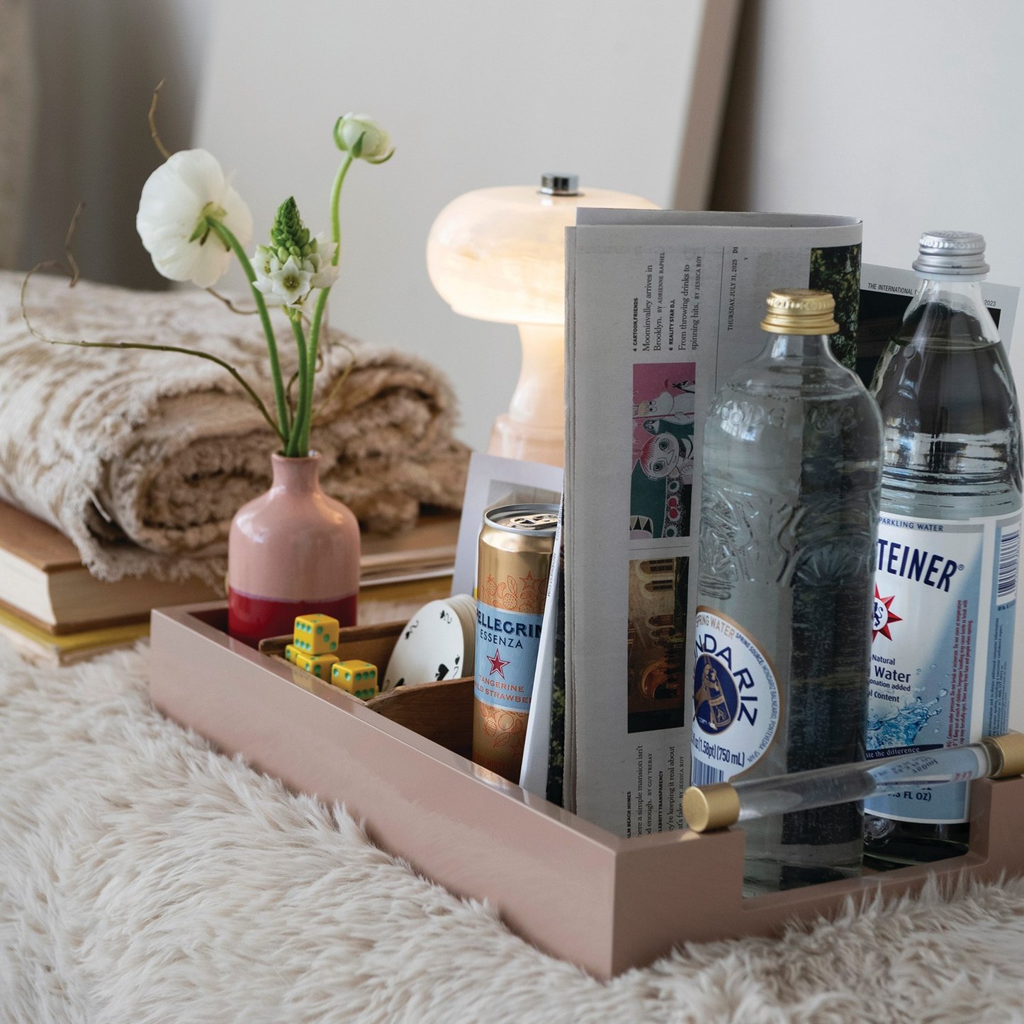 Lacquered Tray with Acrylic Handles