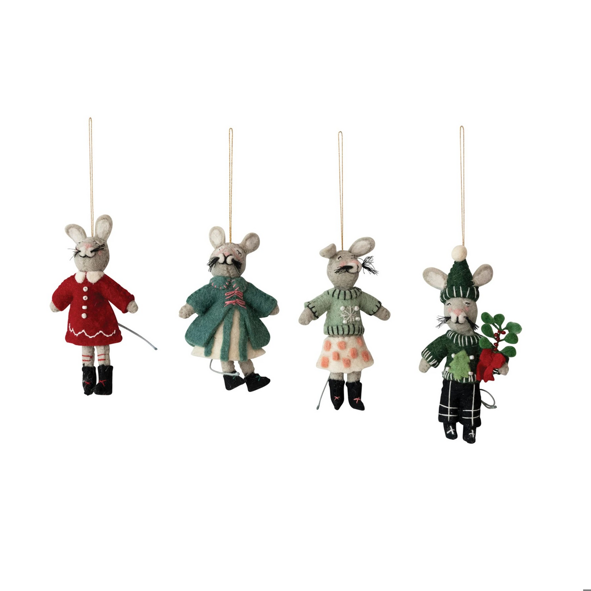 Wool Felt Winter Mouse Ornament