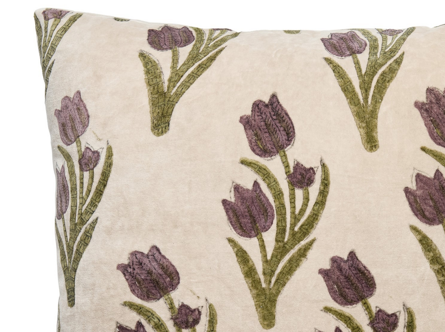Ivory Tulip Block Print Pillow