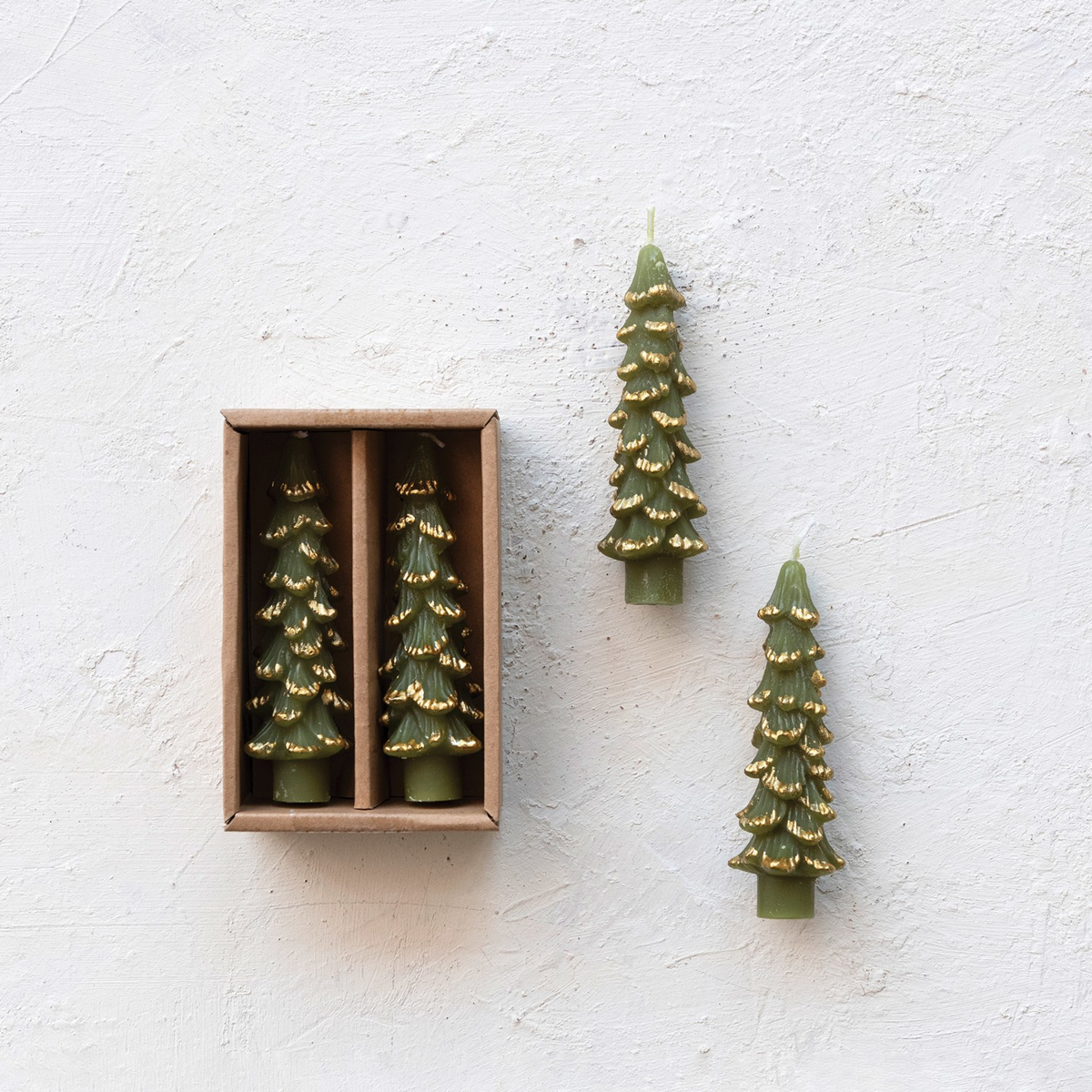 Green Mini Christmas Tree Tapers