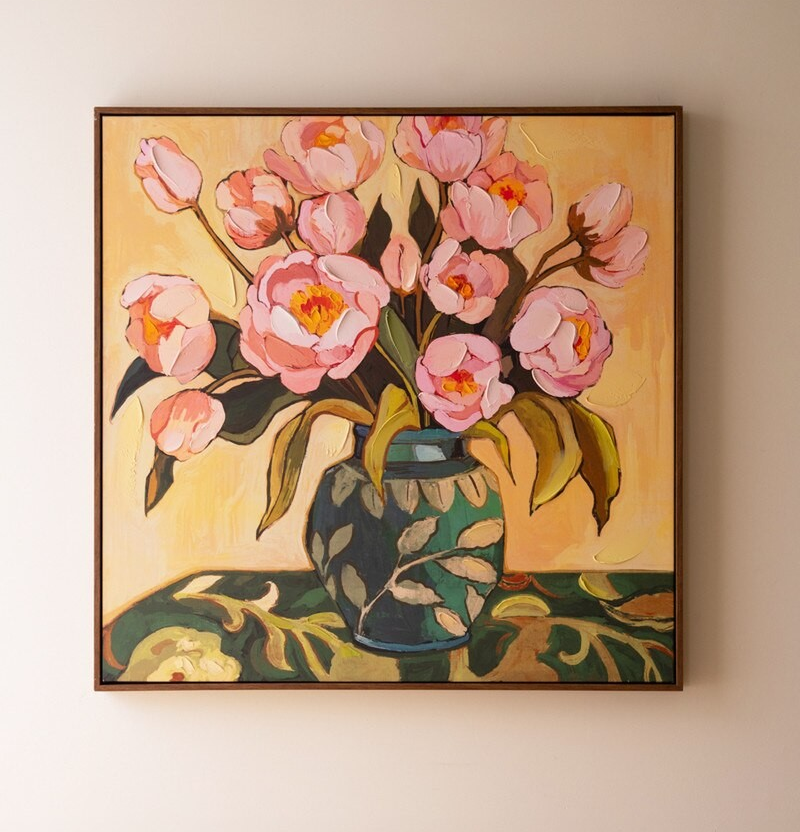 Peonies in a Vase Framed Portrait