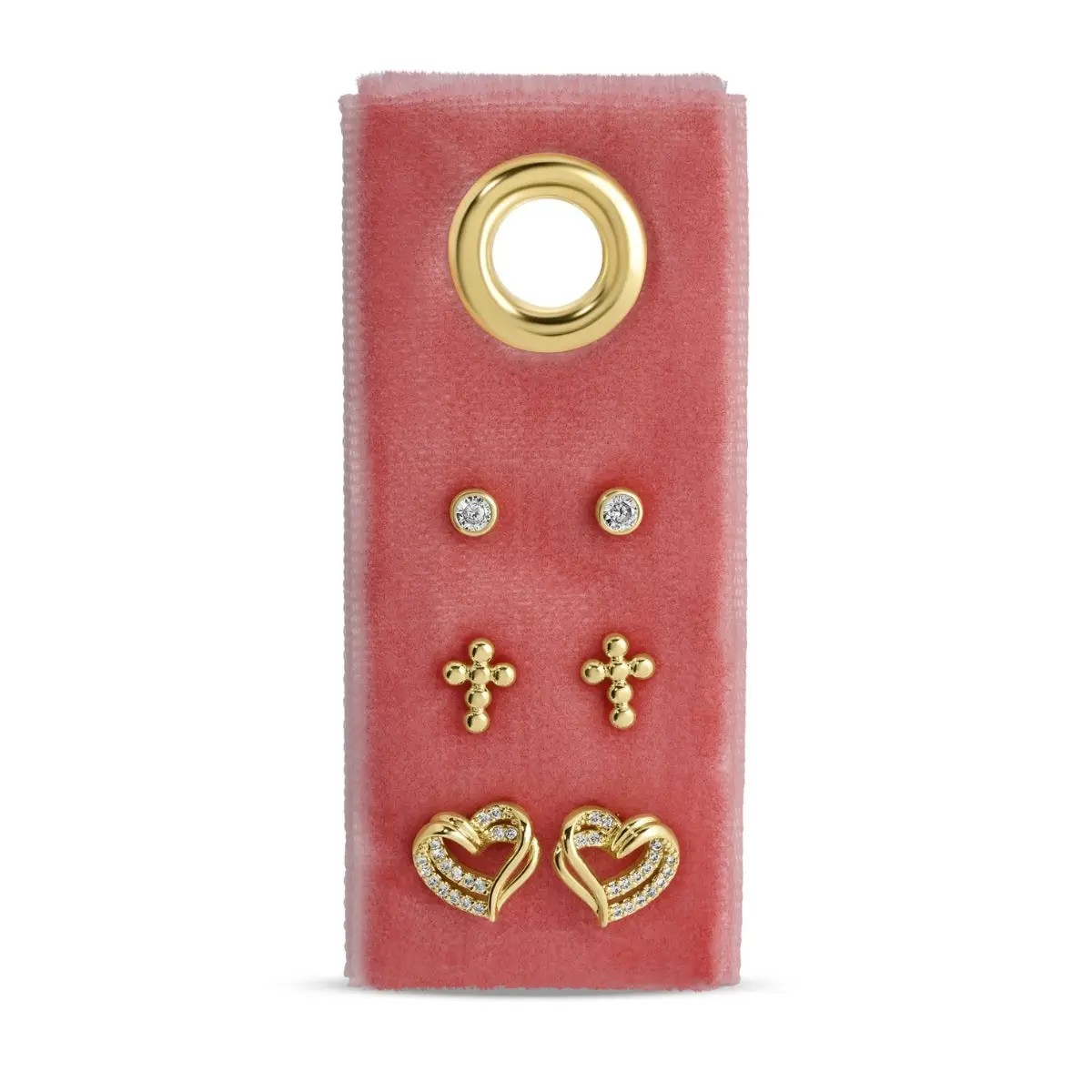 Heart & Cross on Velvet - Set of 3