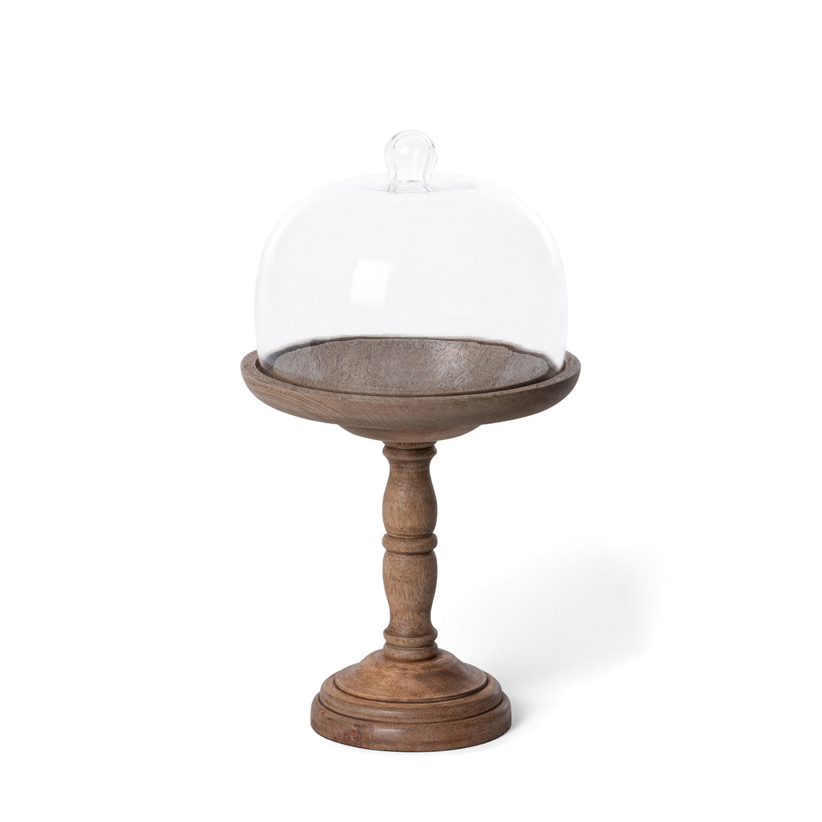 Wood Server W/ Glass Dome