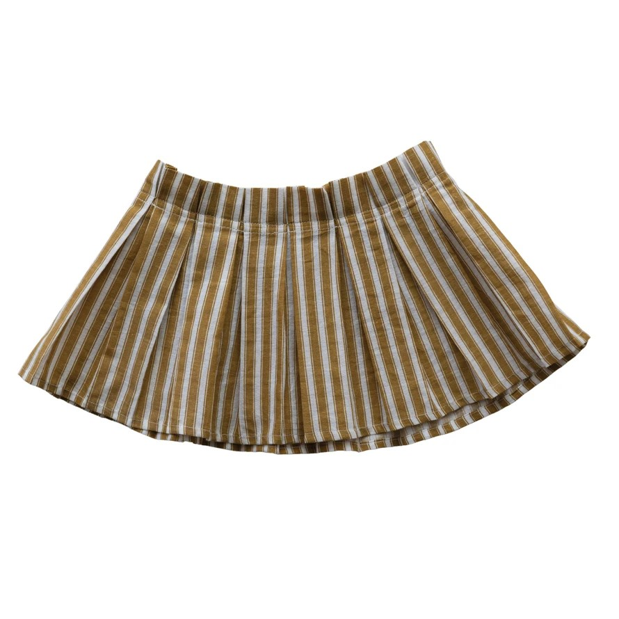 Mustard Stripe Box Pleated Clip-on Lampshade w/ Removable Cover