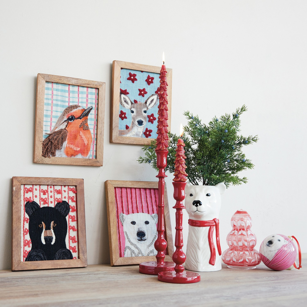 Framed Cotton Embroidered Animal