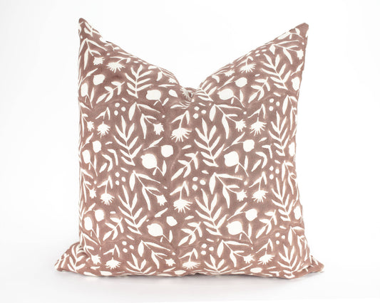 Floral Block Print Pillow - Macaroon